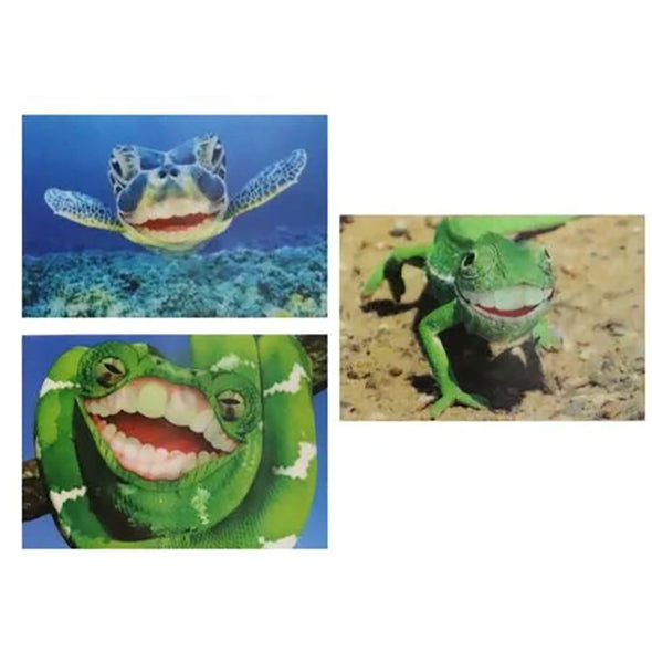 LIZARD, TURTLE, SNAKE- 3D - Lenticular Postcard Greeting Card - Motion - NEW Postcard 3dstereo 