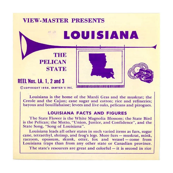 Louisiana State - View-Master 3 Reel Packet views - vintage - (PKT-LA123-S3) Packet 3dstereo 