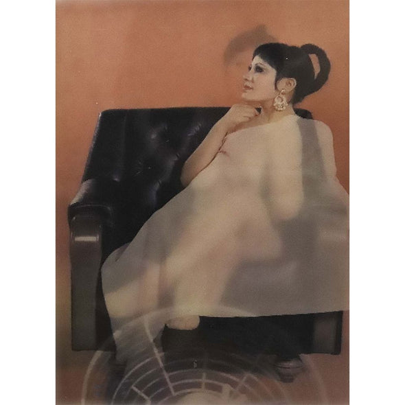 7 ANDREW - Pinup Postcard/Greeting Card (Flicker Lenticular) - 'White Gown' - c.1960s 3dstereo 