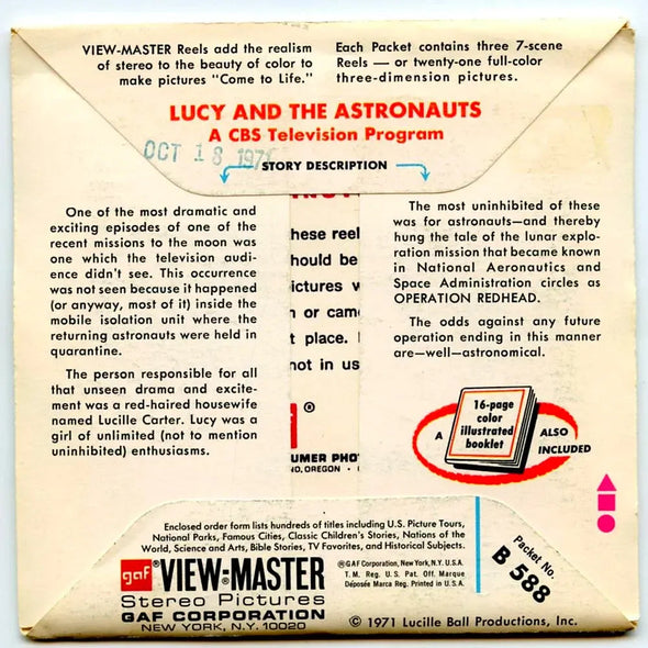 Lucy and the Astronauts - View-Master 3 Reel Packet - 1970s - vintage - (PKT-B588-G3A) Packet 3dstereo 