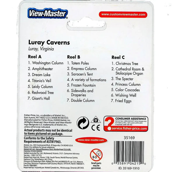 Luray Caverns - View-Master 3 Reel Set on Card - NEW - (VBP-5169) VBP 3dstereo 