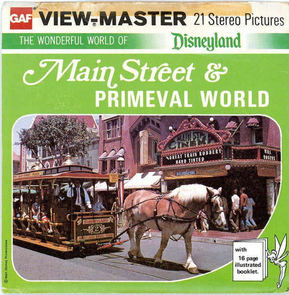 Main Street & Primeval World - View-Master 3 Reel Packet - 1970s Views - Vintage - (ECO-A175-G5J) Packet 3dstereo 