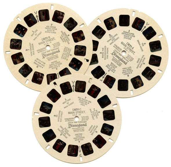 Main Street U.S.A. - View-Master 3 Reel Packet - SOUVENIR 1960s Views - Vintage - (ECO-MAINST-S3) Packet 3dstereo 
