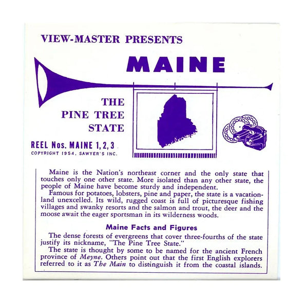Maine - State - Vintage Classic View-Master(R) 3 Reel Packet - 1950s views (PKT-ME123-S3) Packet 3dstereo 