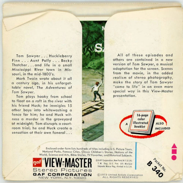 Mark Twain's Tom Sawyer - Vintage Classic View-Master 3 Reel Packet - 1970s - vintage - (ECO-B340-G3A) Packet 3dstereo 