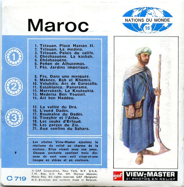 Maroc - Morocco - View-Master 3 Reel Packet - 1970s Views - Vintage - (C719F-BG3) Packet 3dstereo 