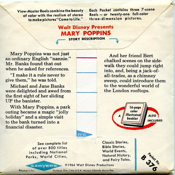 Mary Poppins - View-Master 3 Reel Packet - 1960s views - vintage - (B376-S6A) Packet 3Dstereo 