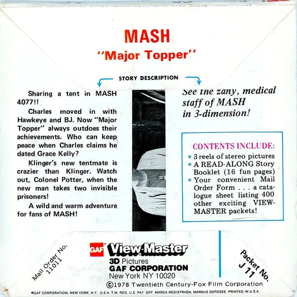 Copy of MASH - View-Master 3 Reel Packet - 1960s - Vintage - (PKT-J11-G5nk) Packet 3Dstereo 