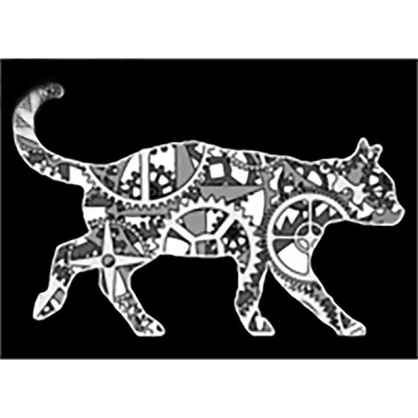 Mechanical Walking Cat (Black) - 3D Lenticular Postcard Greeting Card - NEW 3dstereo 