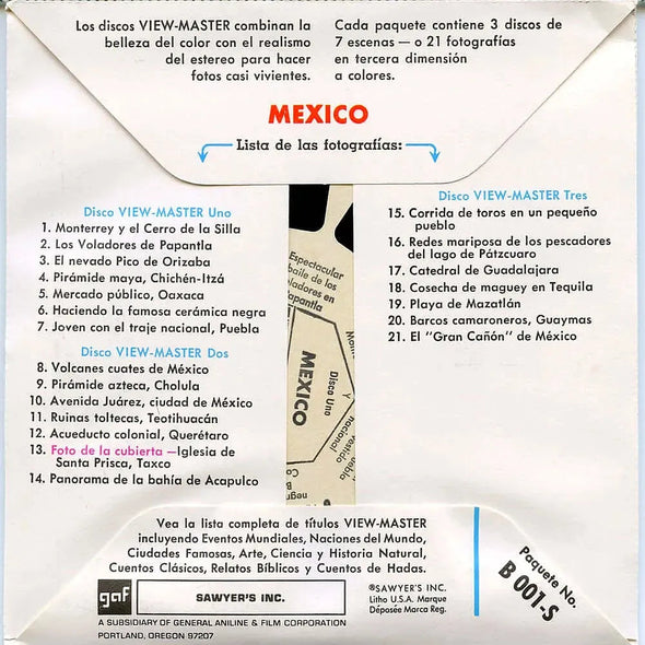 Mexico - View-Master 3 Reel Packet - 1970s Views - Vintage - (PKT-B001S-S6Y) Packet 3dstereo 