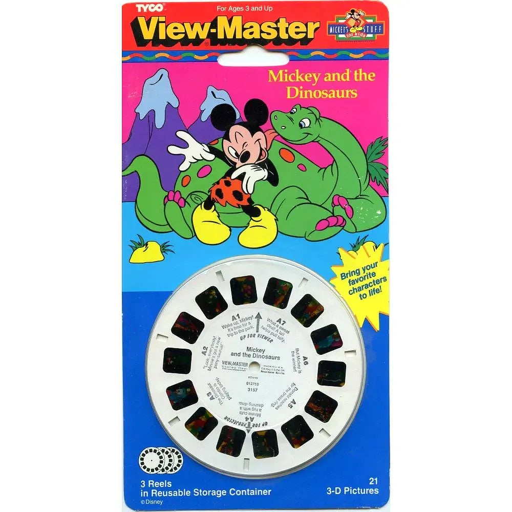 Vintage Tyco View-Master 3-D 3 Reels Dinosaurs New 1991 With Projector  (301BX)