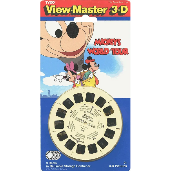 Mickey's World Tour - View-Master 3 Reel Set on Card - NEW - 3080 VBP 3dstereo 