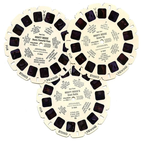 Mighty Mouse - View-Master 3 Reel Packet - vintage - (PKT-B526-S5) Packet 3dstereo 