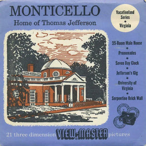 Monticello - View-Master 3 Reel Packet - 1950s Views - Vintage - (PKT-MONTI-S3D) Packet 3dstereo 