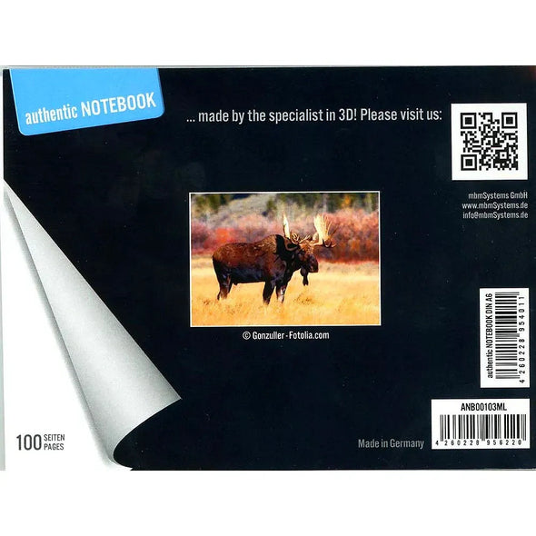 MOOSE BULL - Two (2) Notebooks with 3D Lenticular Covers - Unlined Pages - NEW Notebook 3Dstereo.com 
