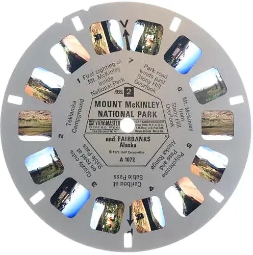 Mount McKinley and Fairbanks - View-Master 3 Reel Packet - 1973 - vintage - (A107-G1A) Packet 3dstereo 
