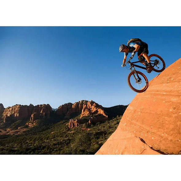Mountain biker on a steep descent - 3D Lenticular Postcard Greeting Card - NEW Postcard 3dstereo 