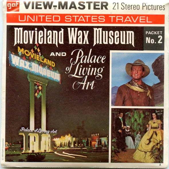 Movieland Wax Museum - View-Master 3 Reel Packet - 1970s - vintage - (PKT-A238-G3mint)