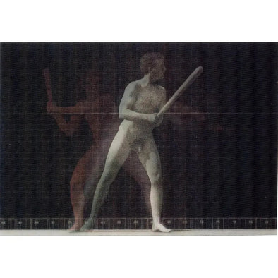 Muybridge Naked man batting - Animated - 3D Lenticular Postcard Greeting Card - NEW