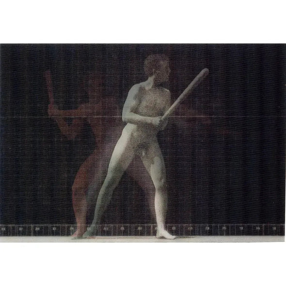 Muybridge Naked man batting - Animated - 3D Lenticular Postcard Greeting Card - NEW Postcard 3dstereo 