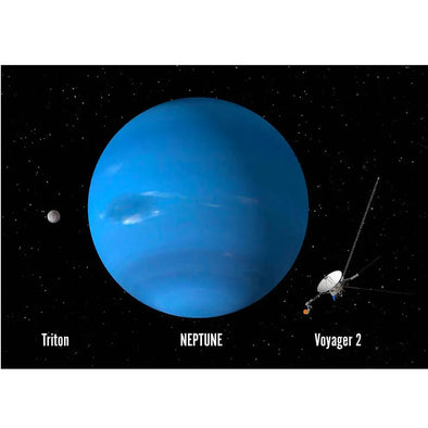 Neptune with Largest Moon Triton - 3D Lenticular Postcard Greeting Card - NEW Postcard 3dstereo 