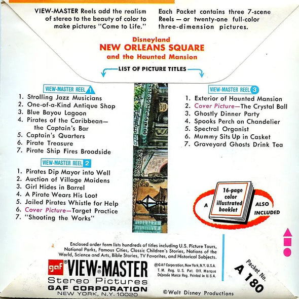 New Orleans Square - Disneyland - View-Master - 3 Reel Packet - 1970s - Vintage - (PKT-A180-G3B) Packet 3dstereo 