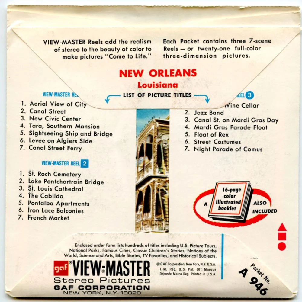 New Orleans - View-Master 3 Reel Packet - 1970s views - vintage