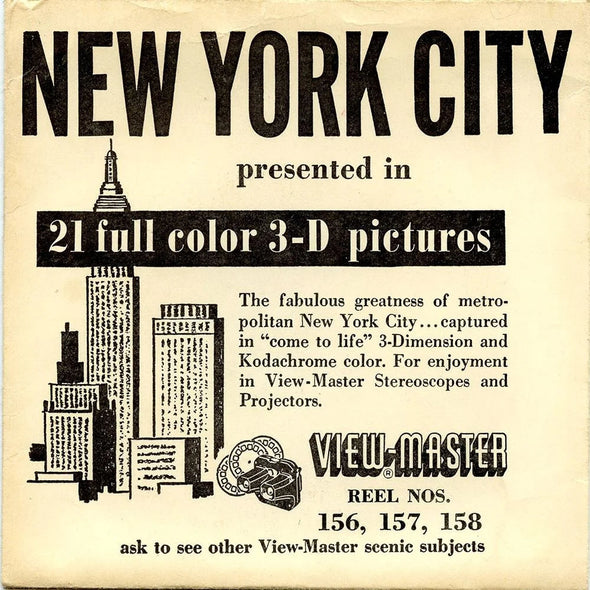 New York City - View-Master  3 Reel Packet - 1950s views - vintage - (ECO-NYC-S2)