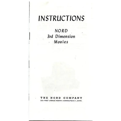 NORD 3rd Dimension Movies Instructional Manual Instructions 3dstereo 