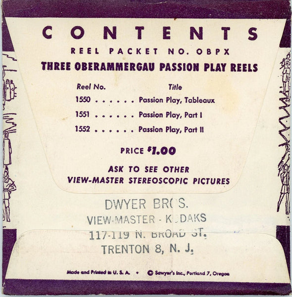 Oberammergau Passion Play - View-Master - Vintage - 3 Reel Packet - 1950s views - (ECO-OBPAPL-S1) Packet 3Dstereo.com 
