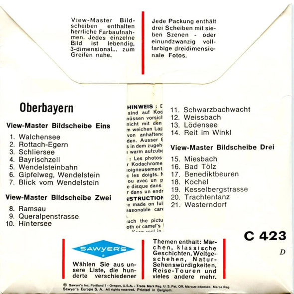 Oberbayern - Upper Bavaria - View-Master 3 Reel Packet - 1960s Views - Vintage - Zur Kleinsmiede (PKT-C423D-BS6) Packet 3dstereo 
