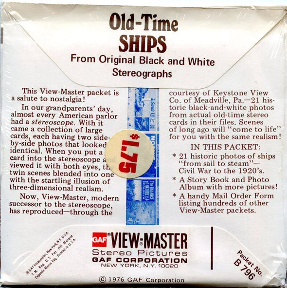 Old-Time Ships - View-Master 3 Reel Packet - 1970s - Vintage - (PKT-B796-G3mint) Packet 3Dstereo 