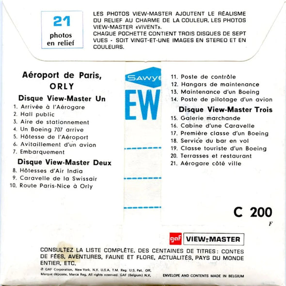 Orly - Aeroport de Paris - Paris Airport - View-Master 3 Reel Packet - 1970s Views - Vintage - (zur Kleinsmiede) - (C200F-BGO) Packet 3dstereo 