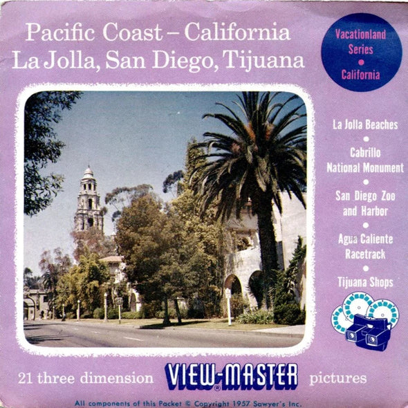 Pacific Coast - View-Master 3 Reel Packet - 1950s Views - Vintage - (PKT-PACIF-S3) Packet 3dstereo 