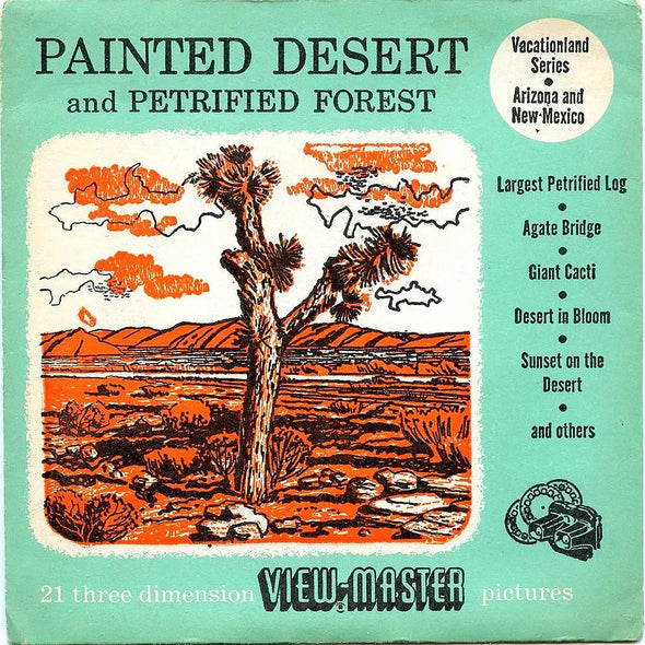 Painted Desert - Petrified Forest  - View-Master 3 Reel Packet - 1950s views - vintage - (PKT-PD-S3D)