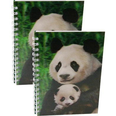 PANDA & CUB - Two (2) Notebooks with 3D Lenticular Covers - Lined Pages - NEW Notebook 3Dstereo.com 