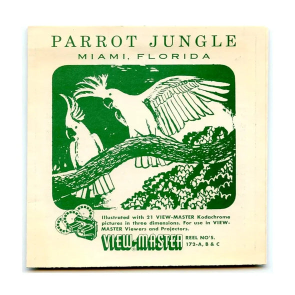 Parrot Jungle - Miami, Florida - View-Master 3 Reel Packet - 1950s views - vintage - (PKT-PAJU-S3) Packet 3dstereo 