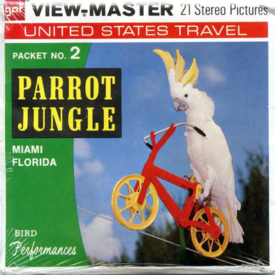 Parrot Jungle - View-Master 3 Reel Packet - 1970s Views - Vintage - (PKT-A970-G3Cmint) Packet 3Dstereo 