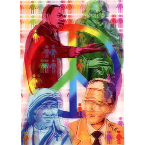 Peace Heroes - Martin Luther King, Mandela, Mother Theresa - 3D Lenticular Postcard Greeting Card - NEW Postcard 3dstereo 