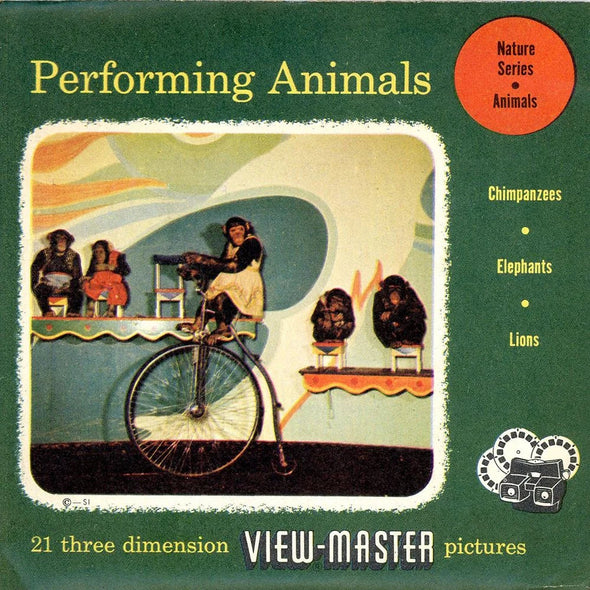 Performing Animals - View-Master 3 Reel Packet - 1950s - Vintage - (PKT-PERF-S3mint)