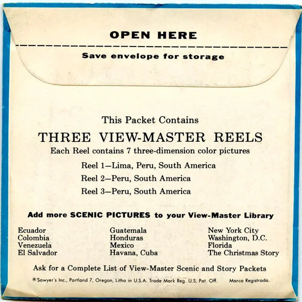 Peru - South America - View-Master - Vintage - 3 Reel Packet - 1960s views - (PKT-B086-S4) 3Dstereo 
