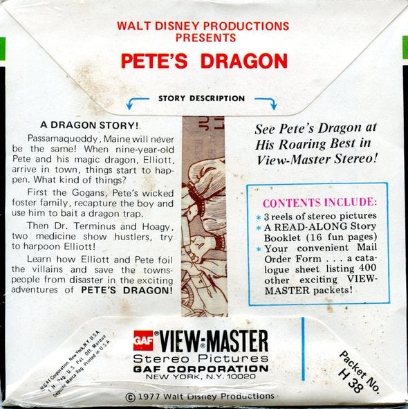 Pete's Dragon - View-Master 3 Reel Packet - 1970s - Vintage - (PKT-H38-G4mint) Packet 3Dstereo 