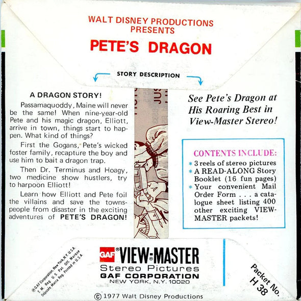 Pete's Dragon - View-Master 3 Reel Packet - 1970s - Vintage - (PKT-H38-G4) Packet 3Dstereo 