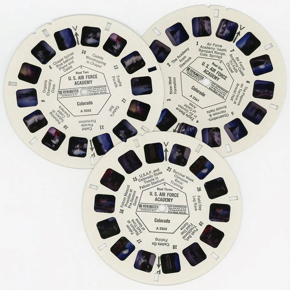 U.S. Air Force Academy Colorado - View-Master 3 Reel Packet - 1970s views - vintage - (PKT-A326-G1A) Packet 3Dstereo 