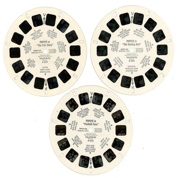Popeye - View-Master 3 Reel Packet - 1950s - Vintage - (PKT-B527-S4) Packet 3Dstereo 