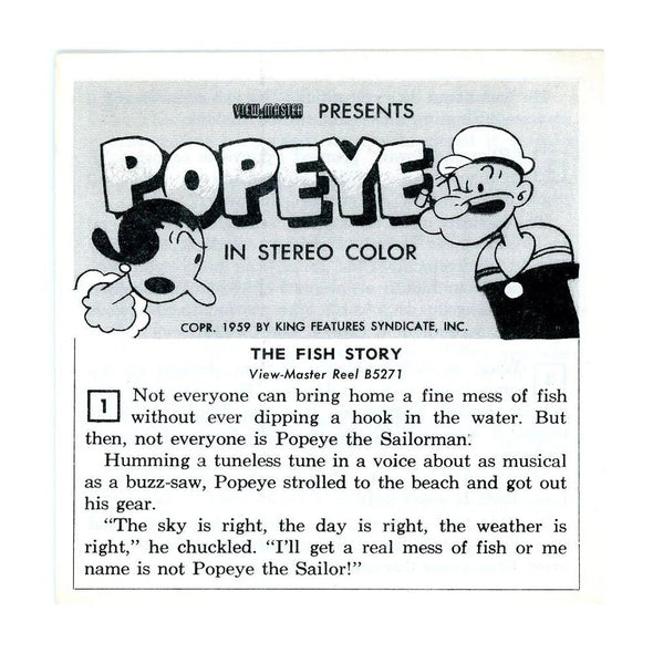 Popeye - View-Master 3 Reel Packet - 1960s - Vintage - (PKT-B527-S5) Packet 3Dstereo 