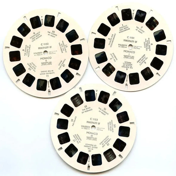 Principality of Monaco - View-Master - 3 Reel Packet - 1950s views - vintage - (PKT-C115-BS4) Packet 3dstereo 