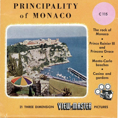 Principality of Monaco - View-Master 3 Reel Packet - 1950s Views - Vintage - (PKT-C115-BS4) Packet 3dstereo 
