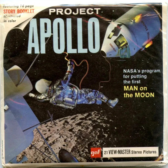 Project Apollo - View-Master 3 Reel Packet - 1970s views - vintage - (PKT-B658-G1Amint) Packet 3Dstereo 