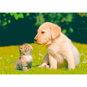 Puppy and Kitten - 3D Lenticular Postcard Greeting Card - NEW Postcard 3dstereo 